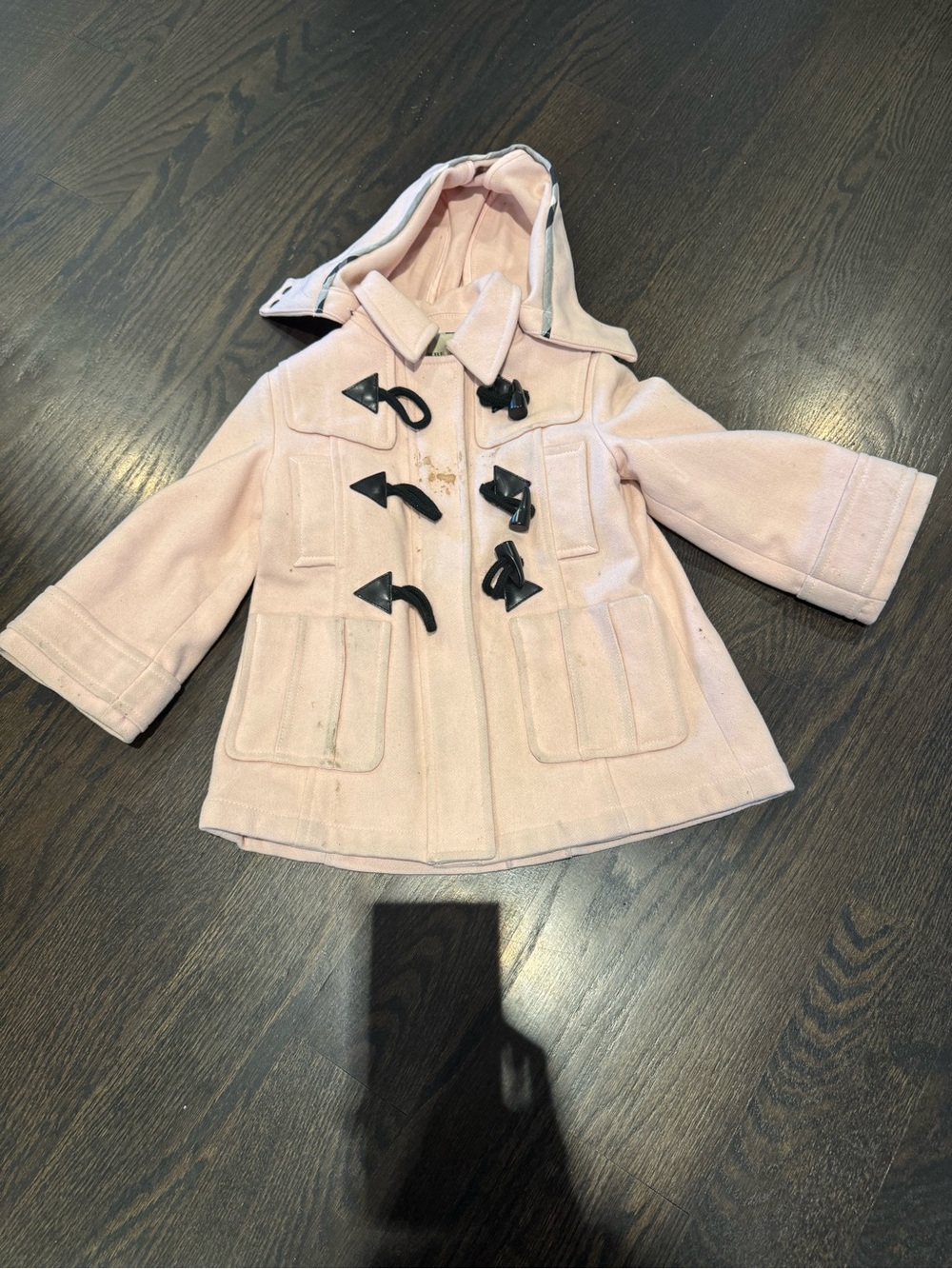 Burberry Pink Hooded Toggle Pea Coat for Kids